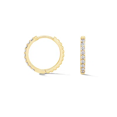 Dower & Hall White Sapphire Lumiere Huggie Hoops In Gold