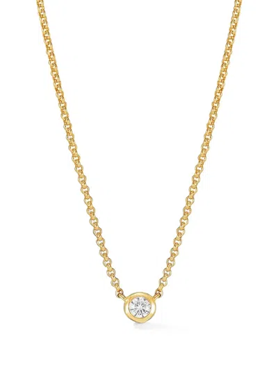 Dower & Hall White Sapphire Round Dewdrop Necklace In Gold