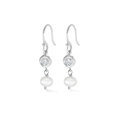 Dower & Hall White Topaz & Luna Pearl™ Dewdrop Earrings In Silver
