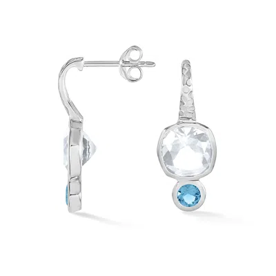 Dower & Hall White Topaz Hammered Hoop Earrings In Metallic