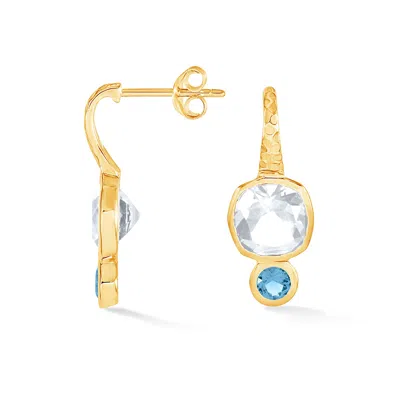 Dower & Hall White Topaz Hammered Hoop Earrings In Orange