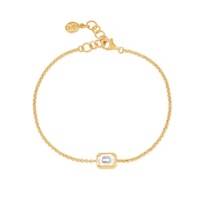 Dower & Hall White Topaz Octagon Chain Bracelet In Gold