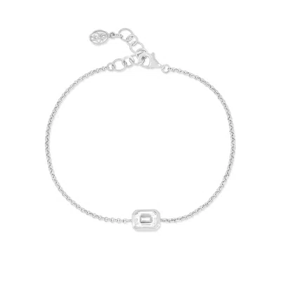 Dower & Hall White Topaz Octagon Chain Bracelet In Metallic