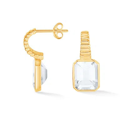 Dower & Hall White Topaz Octagon Humbug Earrings In Brown