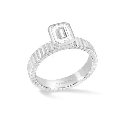 Dower & Hall White Topaz Octagon Humbug Twinkle Ring In Silver,white