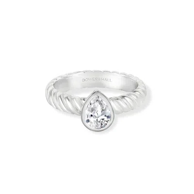 Dower & Hall White Topaz Pear Twist Twinkle Ring In Multi