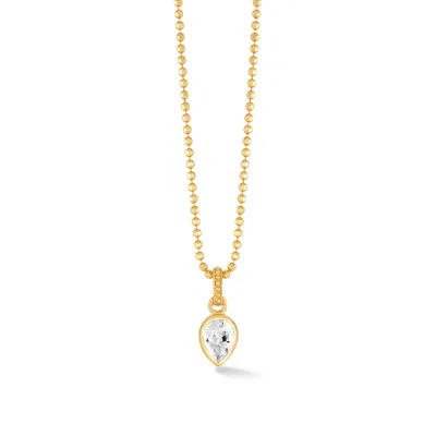 Dower & Hall White Topaz Peardrop Necklace In Gold