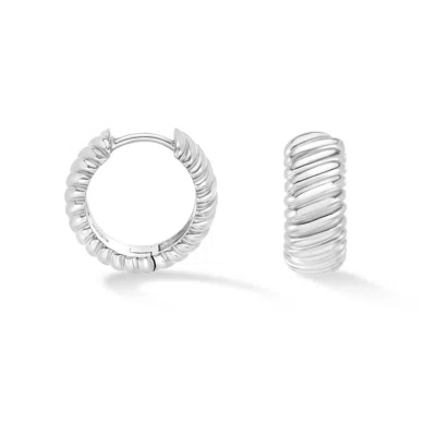 Dower & Hall Wide Twist Huggie Hoops In Silver
