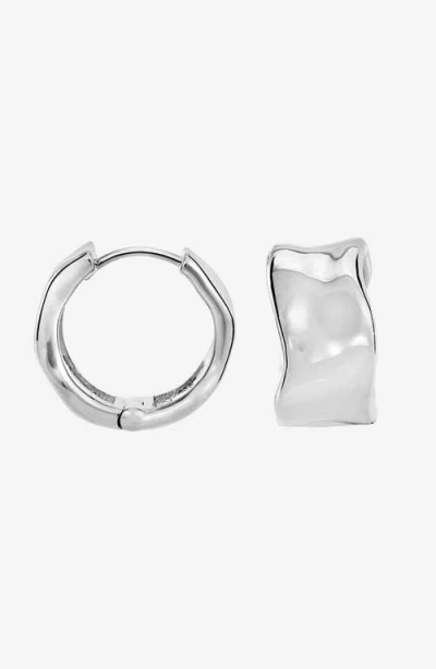 Dower & Hall Wide Waterfall Huggie Hoops In Silver