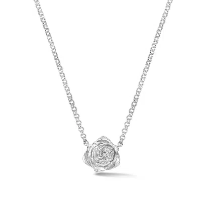 Dower & Hall Wild Rose Single Bloom Pendant In Silver,floral,gold
