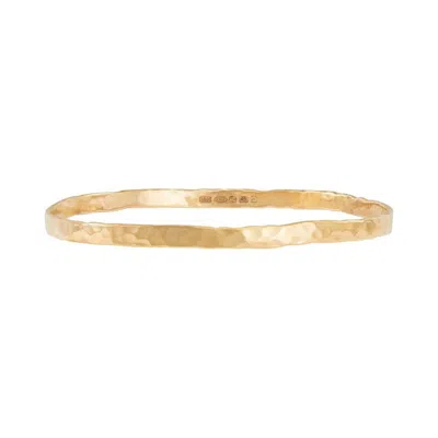 Dower & Hall Women's 18ct Yellow Gold Vermeil 4mm Hammered Bangle