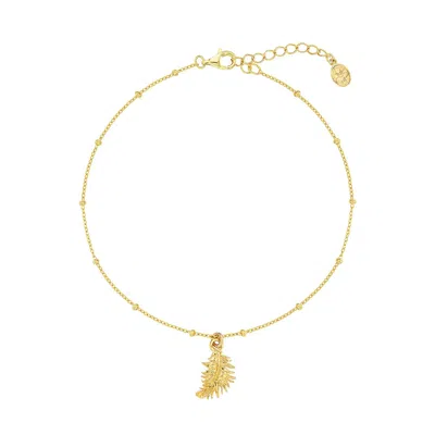 Dower & Hall Women's 18ct Yellow Gold Vermeil Feather Charm Anklet