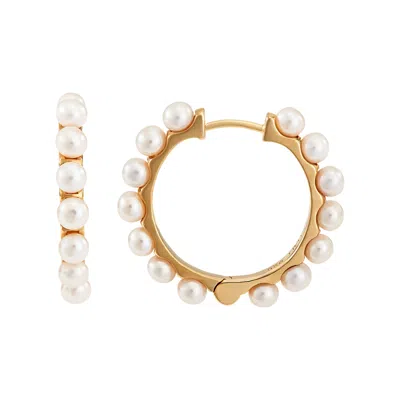 Dower & Hall Women's 18ct Yellow Gold Vermeil Large Pearl Huggie Hoops In Gray