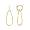 Dower & Hall Women's 18ct Yellow Gold Vermeil Pearl Huggie Statement Drop Earrings In Gold