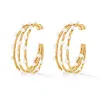 Dower & Hall Women's 18ct Yellow Gold Vermeil Triple Row Pearl Hoops In Gold