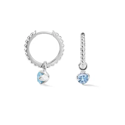 Dower & Hall Women's Aquamarine Charm On Large Dotty Orissa Hoops In Silver In Metallic