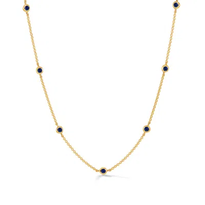 DOWER & HALL WOMEN'S BLUE SAPPHIRE DEWDROP CHAIN NECKLACE IN GOLD VERMEIL