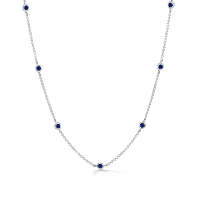 Dower & Hall Women's Blue Sapphire Dewdrop Chain Necklace In Sterling Silver In Metallic