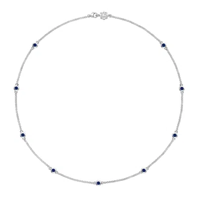 Dower & Hall Women's Blue Sapphire Twinkle Chain Necklace In Sterling Silver In Gray