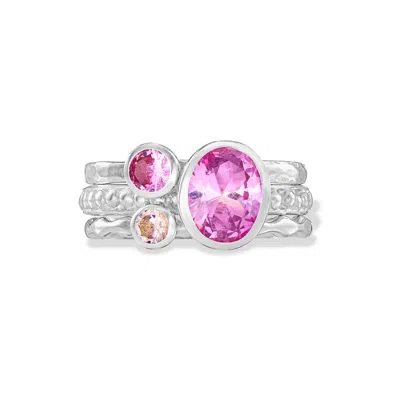 Dower & Hall Women's Blush Twinkle Stacking Rings Set In Sterling Silver In Metallic