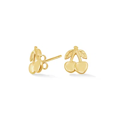 Dower & Hall Women's Cherry Narrative Studs In Gold Vermeil