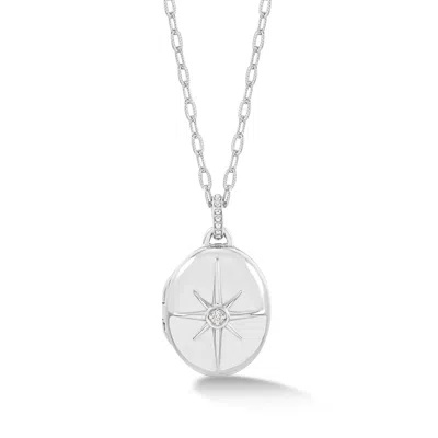 Dower & Hall Women's Diamond Starburst Oval Locket Silver In Metallic