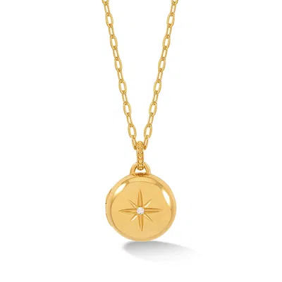 Dower & Hall Women's Diamond Starburst Round Locket Gold