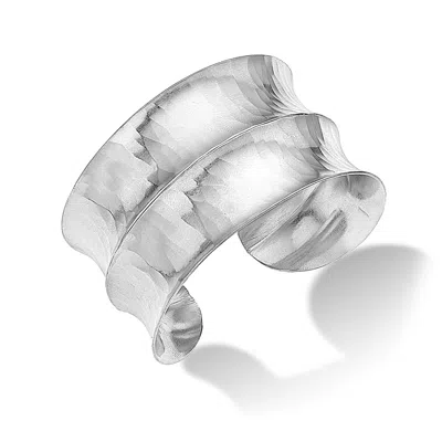Dower & Hall Women's Double Concave Hammered Cuff In Sterling Silver In Metallic