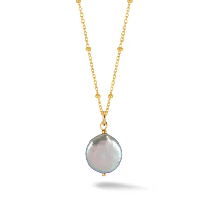Dower & Hall Women's Dove Grey Biwa Pearl Pendant In Gold Vermeil