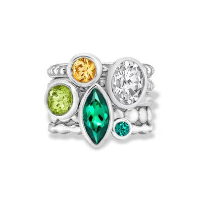Dower & Hall Women's Envy Twinkle Stacking Rings Set In Sterling Silver
