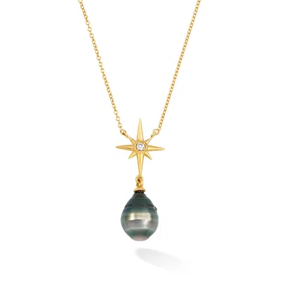 Dower & Hall Women's Fine Gold North Star Pendant With Tahitian Pearl