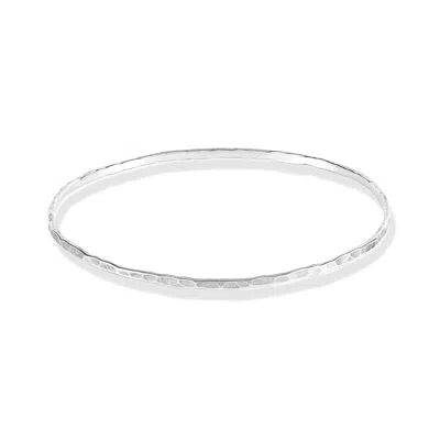 Dower & Hall Women's Fine Hammered Nomad Bangle - Silver