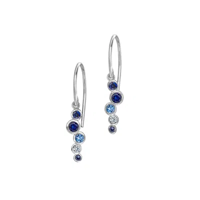 Dower & Hall Women's Fine White Gold Blue Sapphire & Aquamarine Fine Cascade Earrings