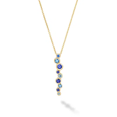 Dower & Hall Women's Fine Yellow Gold Sapphire & Aquamarine Long Cascade Pendant In Blue
