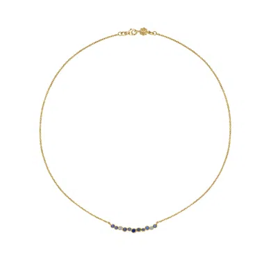 Dower & Hall Women's Fine Yellow Gold Sapphire & Aquamarine Medium Cascade Necklace