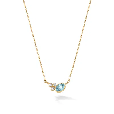 Dower & Hall Women's Fine Yellow Gold Stargazer Oval Aquamarine Pendant