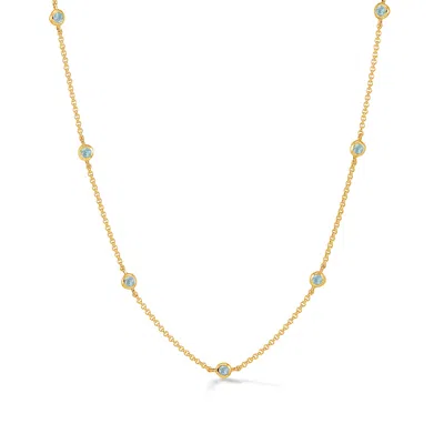 Dower & Hall Women's Gold Aquamarine Dewdrop Chain Necklace Vermeil