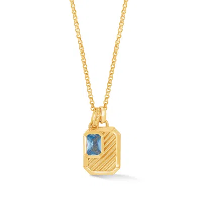 Dower & Hall Women's Gold / Blue Blue Topaz Octagon Humbug Necklace In Gold Vermeil