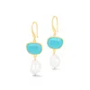 Dower & Hall Women's Gold / Blue Turquoise Pebble & Pearl Drop Earrings In Gold Vermeil