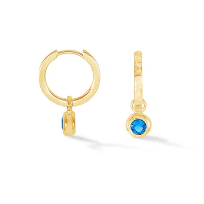 Dower & Hall Women's Gold / Blue Cobalt Blue Hammered Huggie Hoops In Vermeil In Multi