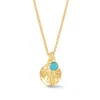 Dower & Hall Women's Gold / Blue Hammered Disc & Turquoise Array Pendant In Gold Vermeil In Multi