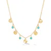 Dower & Hall Women's Gold / Blue Turquoise & Hammered Disc Collar Necklace In Gold Vermeil In Gold