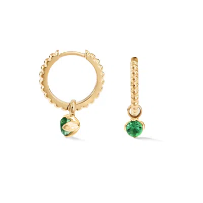 Dower & Hall Women's Gold Green Garnet Charm On Large Dotty Orissa Hoops In Vermeil