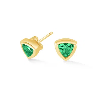Dower & Hall Women's Gold / Green Green Garnet Trillion Tutti Frutti Studs In Gold Vermeil