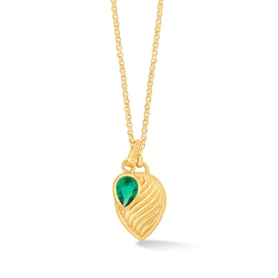 Dower & Hall Women's Gold / Green Green Garnet Twist Peardrop Necklace In Gold Vermeil