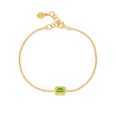 Dower & Hall Women's Gold / Green Peridot Octagon Chain Bracelet In Gold Vermeil
