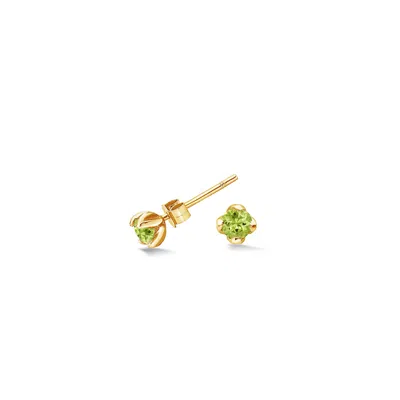 Dower & Hall Women's Gold / Green Peridot Orissa Studs In Gold Vermeil