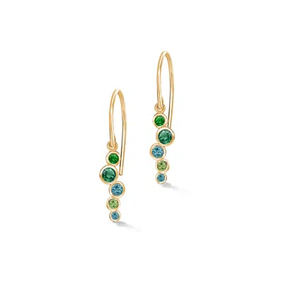 Dower & Hall Women's Gold / Green Solid Gold & Green Emerald Small Cascade Earrings