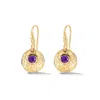 Dower & Hall Women's Gold Hammered Disc & Amethyst Array Earrings In Vermeil In Gold