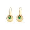 Dower & Hall Women's Gold Hammered Disc & Green Garnet Array Drop Earrings In Vermeil In Gold